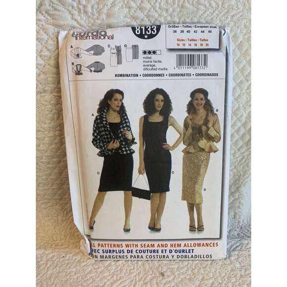 Burda Misses Dress Skirt Jacket Sewing Pattern sz 10-20 8133 - uncut - Picture 7 of 9